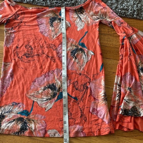 We the Free Birds of Paradise Off the Should Floral Bell Sleeves Boho Top Blouse - Picture 9 of 12